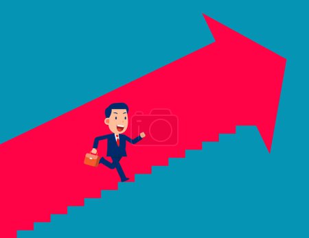 Illustration for Business person move up path success. Business achievement vector illustration - Royalty Free Image