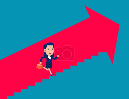 Illustration for Business person move up path success. Business achievement vector illustration - Royalty Free Image