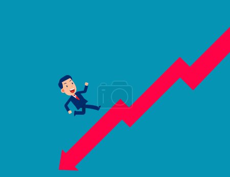 Illustration for Running part way with falling graph. Business vector illustratio - Royalty Free Image