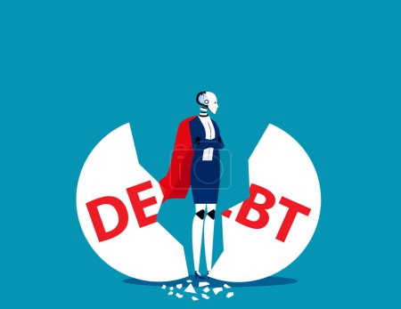 Illustration for Robot debt management. Artificial intelligence business vector illustratio - Royalty Free Image