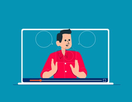 Illustration for Virtual event people use video conference. Online meeting vector illustration concept - Royalty Free Image