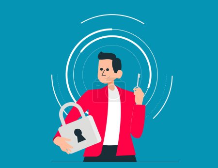 Illustration for The personal data protection. Lock with password vector concep - Royalty Free Image