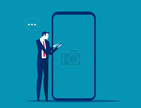 Téléchargez les illustrations : Homme d'affaires utilisant le téléphone. Illustration vectorielle d'entreprise concéder - en licence libre de droit