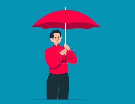 Téléchargez les illustrations : Une personne tenant des parapluies. Illustration vectorielle plate concéder - en licence libre de droit