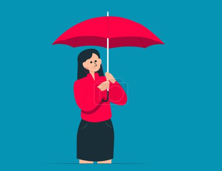 Téléchargez les illustrations : Une personne tenant des parapluies. Illustration vectorielle plate concéder - en licence libre de droit