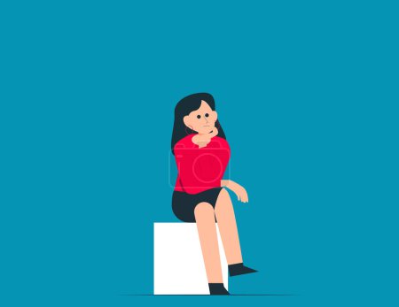 Illustration for Person seated and waiting. Vector cartoon red colour styl - Royalty Free Image