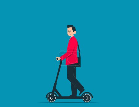 Ilustración de Persona de negocios montando scooter. Ilustración vectorial concep - Imagen libre de derechos