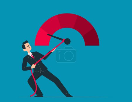 Illustration for Turning risk meter arrow back with rope. Assessment and control vector concep - Royalty Free Image