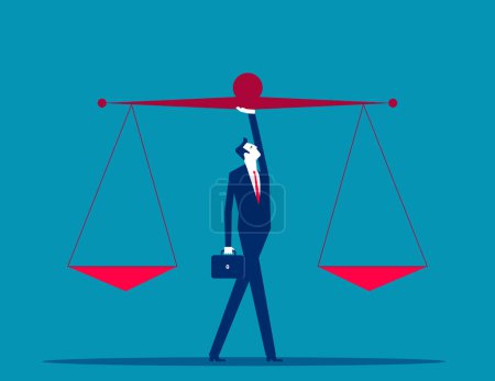 Illustration for Confident business person leader lift balance ethical scale. Principles and business ethic to do right things concep - Royalty Free Image