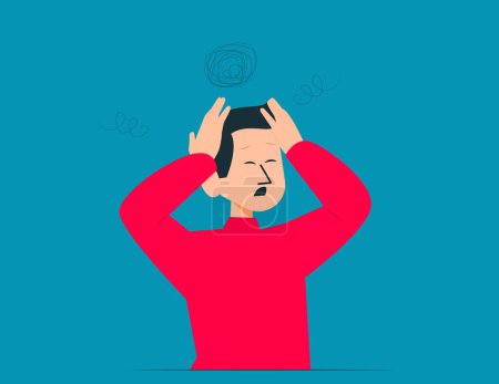Illustration for Person headache or anxiety attack crisis. Suffering from depressio - Royalty Free Image