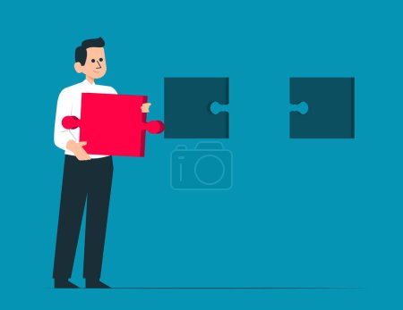 Illustration for Business people puzzle piece solution collaboration merge - Royalty Free Image