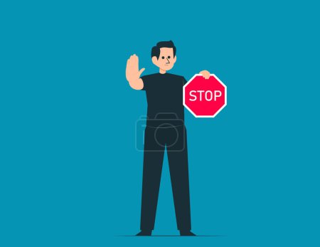 Illustration for Person hold Do not enter sign. Stop vector concep - Royalty Free Image