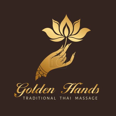 A Hand Holding a Lotus in Thai Art Style, Logo Design