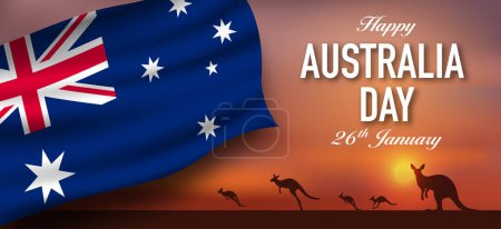 Banner mit australischer Flagge und Happy Australia Day Text