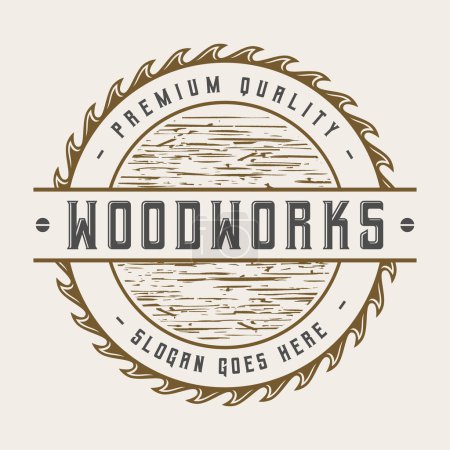 Vintage Wood Worker Logo Carpentry Design Label Badge Illustration Vector