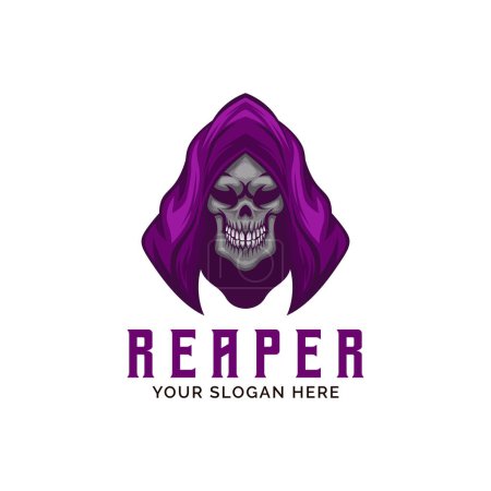 Téléchargez les illustrations : Reaper Skull Head Logo Vector Mascot template - en licence libre de droit
