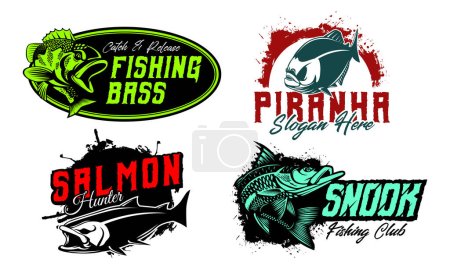 Ilustración de Fish Logo. Fishing Logo. Bundle of unique and Fresh fishing logo bundle template. great to use as any fishing company and Product logo. - Imagen libre de derechos