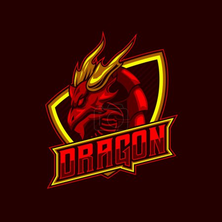 Illustration for Dragon E-Sport Logo. Dragon Mascot Logo Design Vector Mascot template. Dragon E-sport Logo Design, symbol, icon collection vector illustration gaming team - Royalty Free Image