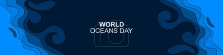 Téléchargez les illustrations : Bannière de conception de la Journée mondiale des océans avec océan sous-marin, illustration vectorielle. - en licence libre de droit