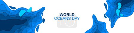 Téléchargez les illustrations : Conception d'en-tête de la Journée mondiale des océans avec océan sous-marin, illustration vectorielle. - en licence libre de droit