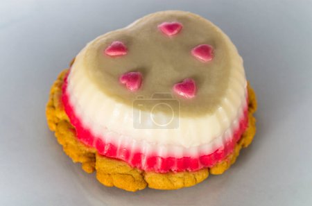 One mousse cookie, on a gray background