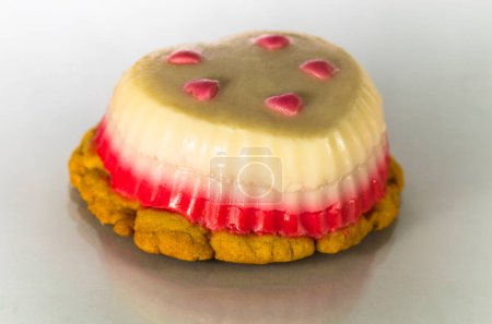One mousse cookie, on a gray background