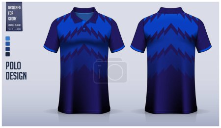 Illustration for Blue polo shirt mockup template design for soccer jersey, football kit, golf, tennis, sportswear. Abstract pattern design. Sport uniform in front view, back view. Vector Illustration. - Royalty Free Image