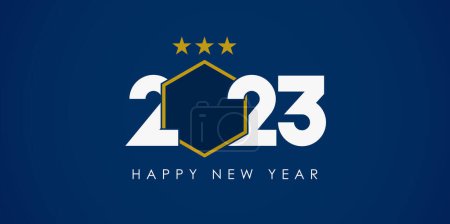 Illustration for Happy New Year 2023 banner template design with Celebration of the world championship of the French national team concept. Sport banner for New Year. Vector illustration. - Royalty Free Image