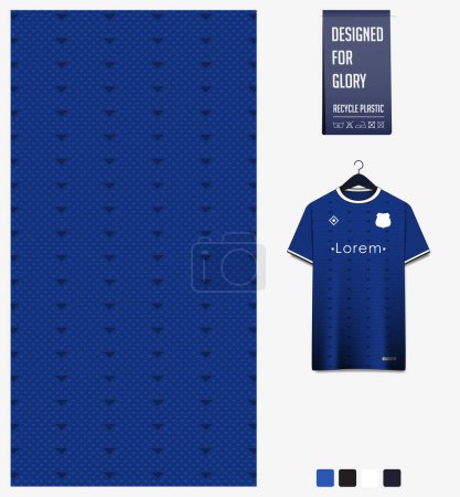 Illustration for Soccer jersey pattern design. Geometric pattern on blue background for soccer kit, football kit, bicycle, e-sport, basketball, t shirt mockup template. Fabric pattern. Abstract background. Vector Illustration. - Royalty Free Image