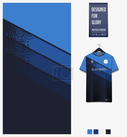 Soccer jersey pattern design. Halftone pattern on blue background for soccer kit, football kit, bicycle, e-sport, basketball, t shirt mockup template. Fabric pattern. Abstract background. Vector Illustration.