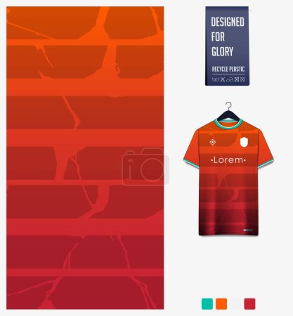 Illustration for Soccer jersey pattern design. Abstract pattern on orange background for soccer kit, football kit, bicycle, e-sport, basketball, t shirt mockup template. Fabric pattern. Abstract background. Vector Illustration. - Royalty Free Image