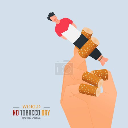 Ilustración de 31 de mayo Día Mundial Sin Tabaco. Cartel de sensibilización No Smoking Day. Detener la campaña de humo en concepto peligroso. Ilustración vectorial. - Imagen libre de derechos