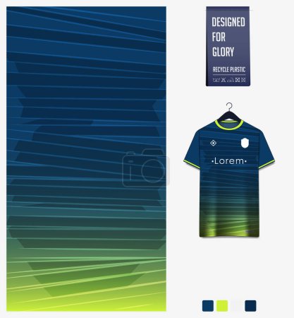 Illustration for Soccer jersey pattern design. Stripes pattern on blue background for soccer kit, football kit, bicycle, e-sport, basketball, t shirt mockup template. Fabric pattern. Abstract background. Vector Illustration. - Royalty Free Image