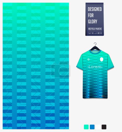 Illustration for Soccer jersey pattern design. Abstract pattern on blue background for soccer kit, football kit, bicycle, e-sport, basketball, t shirt mockup template. Fabric pattern. Abstract background. Vector Illustration. - Royalty Free Image
