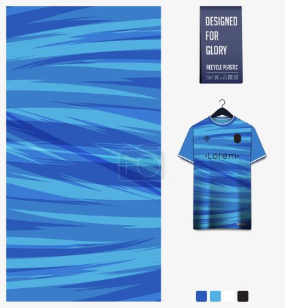 Illustration for Soccer jersey pattern design. Abstract pattern on blue background for soccer kit, football kit, cycling, e-sport, basketball, t shirt mockup template. Fabric pattern. Abstract background. Vector Illustration. - Royalty Free Image