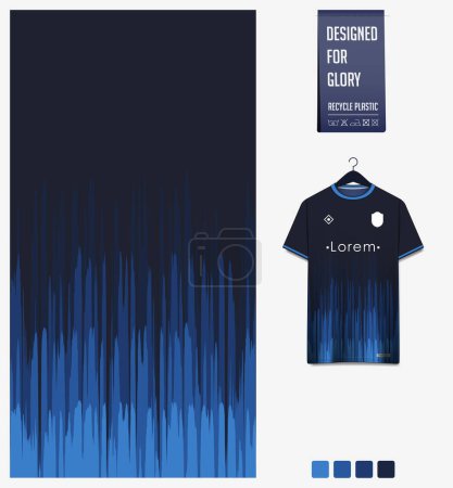 Illustration for Soccer jersey pattern design. Abstract pattern on blue background for soccer kit, football kit, cycling, e-sport, basketball, t shirt mockup template. Fabric pattern. Abstract background. Vector Illustration. - Royalty Free Image