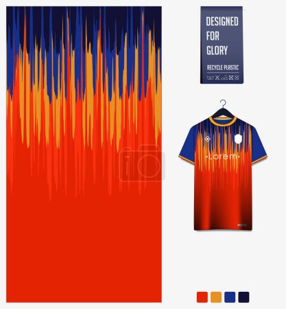 Illustration for Soccer jersey pattern design. Abstract pattern on orange background for soccer kit, football kit, cycling, e-sport, basketball, t shirt mockup template. Fabric pattern. Abstract background. Vector Illustration. - Royalty Free Image