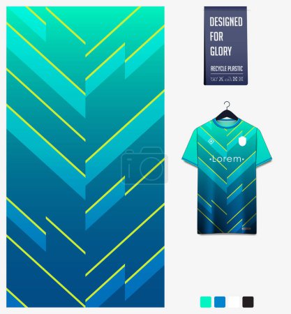 Illustration for Soccer jersey pattern design. Chevron pattern on green background for soccer kit, football kit, cycling, e-sport, basketball, t shirt mockup template. Fabric pattern. Abstract background. Vector Illustration. - Royalty Free Image
