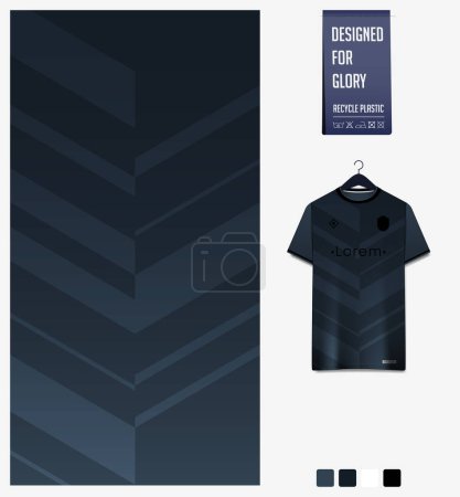 Illustration for Soccer jersey pattern design. Herringbone pattern on black background for soccer kit, football kit, cycling, e-sport, basketball, t shirt mockup template. Fabric pattern. Abstract background. Vector Illustration. - Royalty Free Image