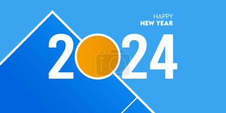 Illustration for Creative 2024 happy new year celebration greeting card and social media post or banner design template in table tennis or ping pong concept. Vector Illustration. - Royalty Free Image