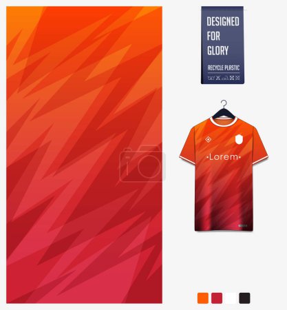 Illustration for Soccer jersey pattern design. Geometric pattern on orange background for soccer kit, football kit, cycling, e-sport, basketball, t shirt mockup template. Fabric pattern. Abstract background. Vector Illustration. - Royalty Free Image
