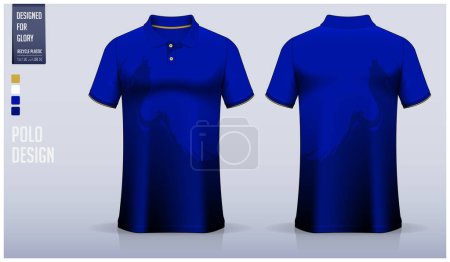 Illustration for Polo shirt mockup template design for soccer jersey, football kit or sportswear. Sport uniform in front view and back view. T-shirt mockup for sport club. Fabric pattern. Vector Illustration. - Royalty Free Image