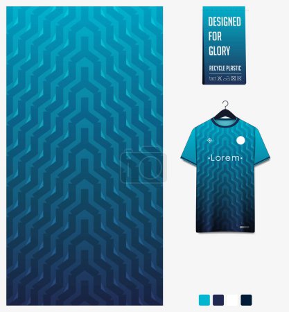 Illustration for Fabric textile pattern design for soccer jersey, football kit, sport t-shirt mockup for football club. Uniform front view. Abstract pattern for sport background. Fabric pattern. Vector Illustration - Royalty Free Image