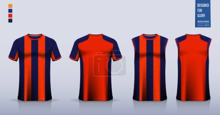 Illustration for T-shirt mockup, sport shirt template design for soccer jersey, football kit. Tank tops for basketball jersey, running singlet. Fabric pattern for sport uniform in front and back view. Vector Illustration - Royalty Free Image