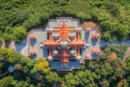 Photo for Aerial top view of  Wat Thang Sai, Prachuap Khiri Khan, Thailand. Travel trip on holiday and vacation. Thai tourist attraction architecture. - Royalty Free Image