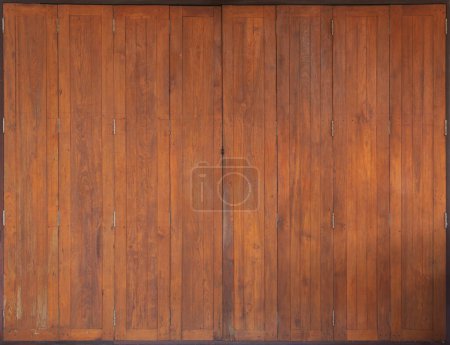Photo for Natural wood slats door or lath line arrange. Flooring pattern surface texture. Close-up of interior architecture material for design decoration background. - Royalty Free Image