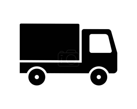 Ilustración de Camión con icono de furgoneta. Transporte para entrega de carga y servicio de mensajería con movimiento comercial rápido y envío de mercancías vectoriales - Imagen libre de derechos