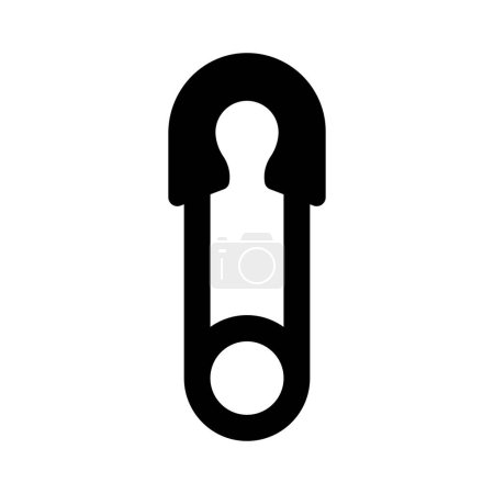 Illustration for Safety pin. Metallic black tool for clothing repair and sewing and useful fastening of fabric and paper for home vector use - Royalty Free Image