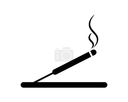 Téléchargez les illustrations : Bâton d'encens fumant sur l'encensoir. Aromathérapie et relaxation pour les méditations avec atmosphère de prière religieuse et cérémonies vectorielles - en licence libre de droit
