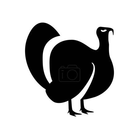 Illustration for Fattened turkey. Big black bird with fatty tender meat for thanksgiving and snacks with logo for agriculture and vector farming - Royalty Free Image